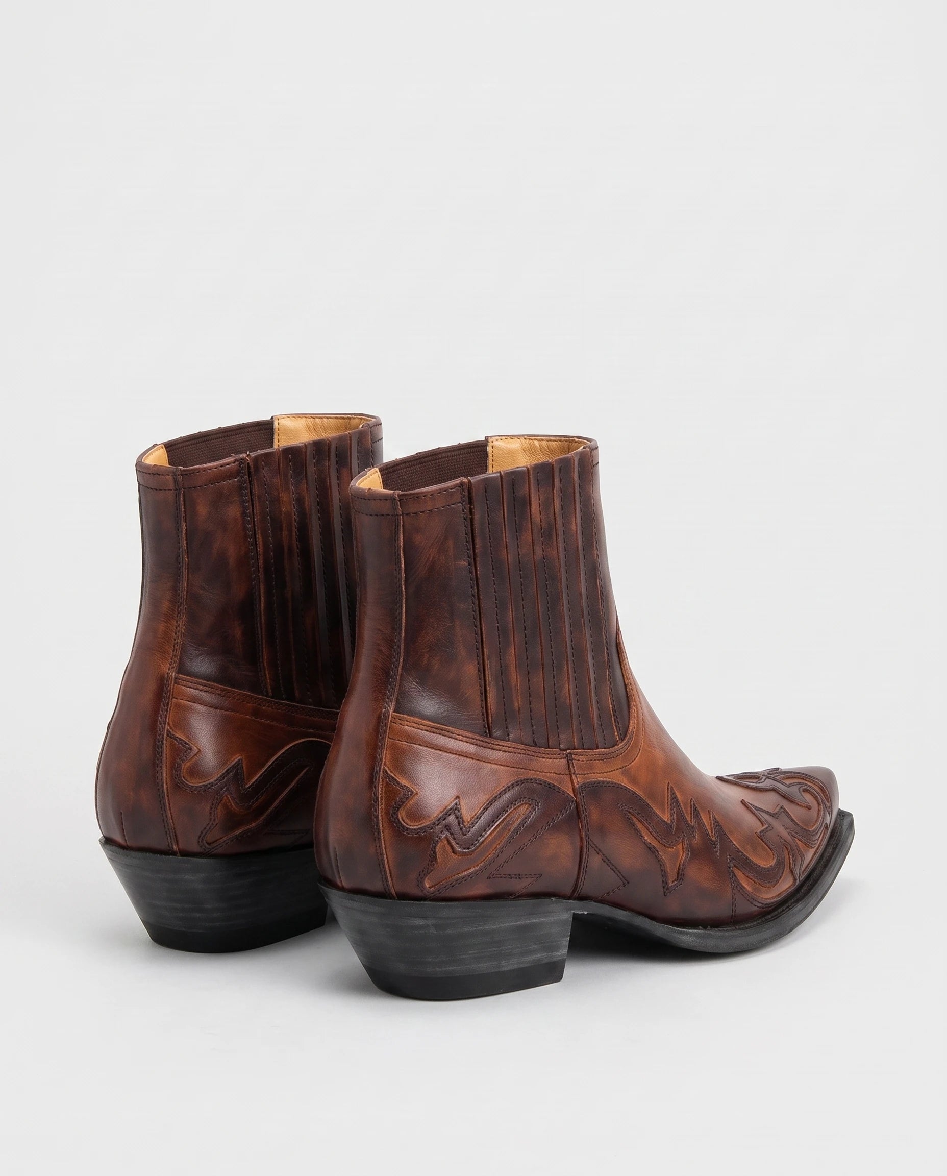 Bottines western à bout pointu en simili Mathurine Brun Cacao — packshot, second angle