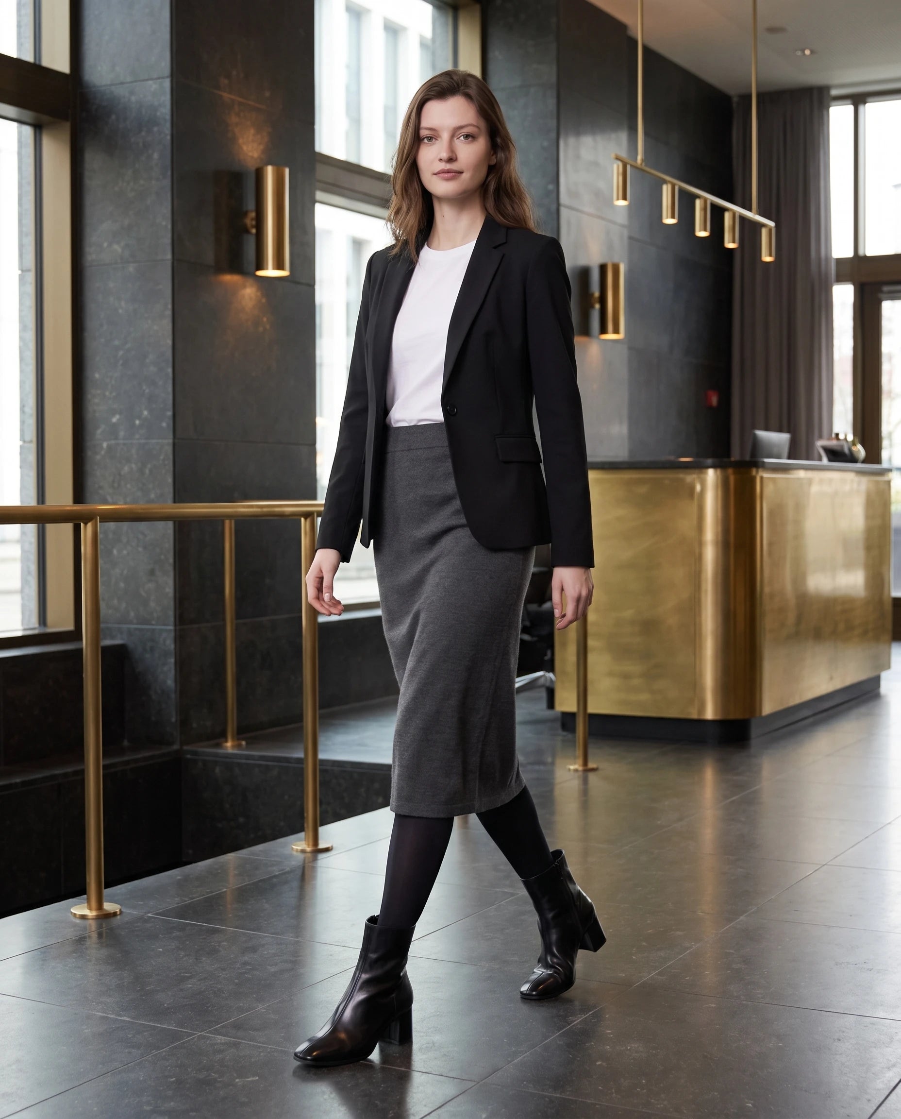 Bottines zippées en simili brillant Reine — Noir, portées en extérieur