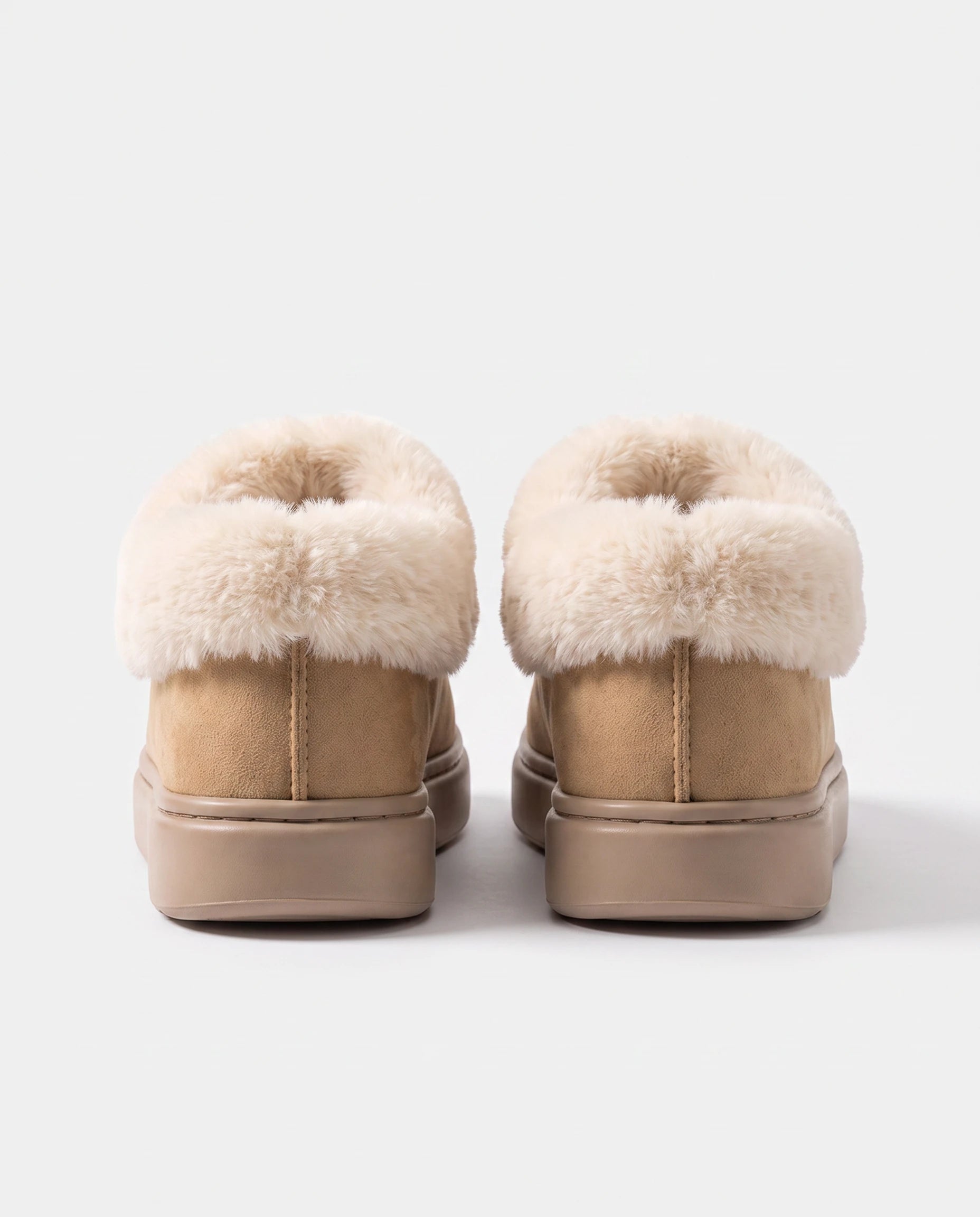 Chaussons bottines en peluche Roselène — Camel, packshot vue complémentaire