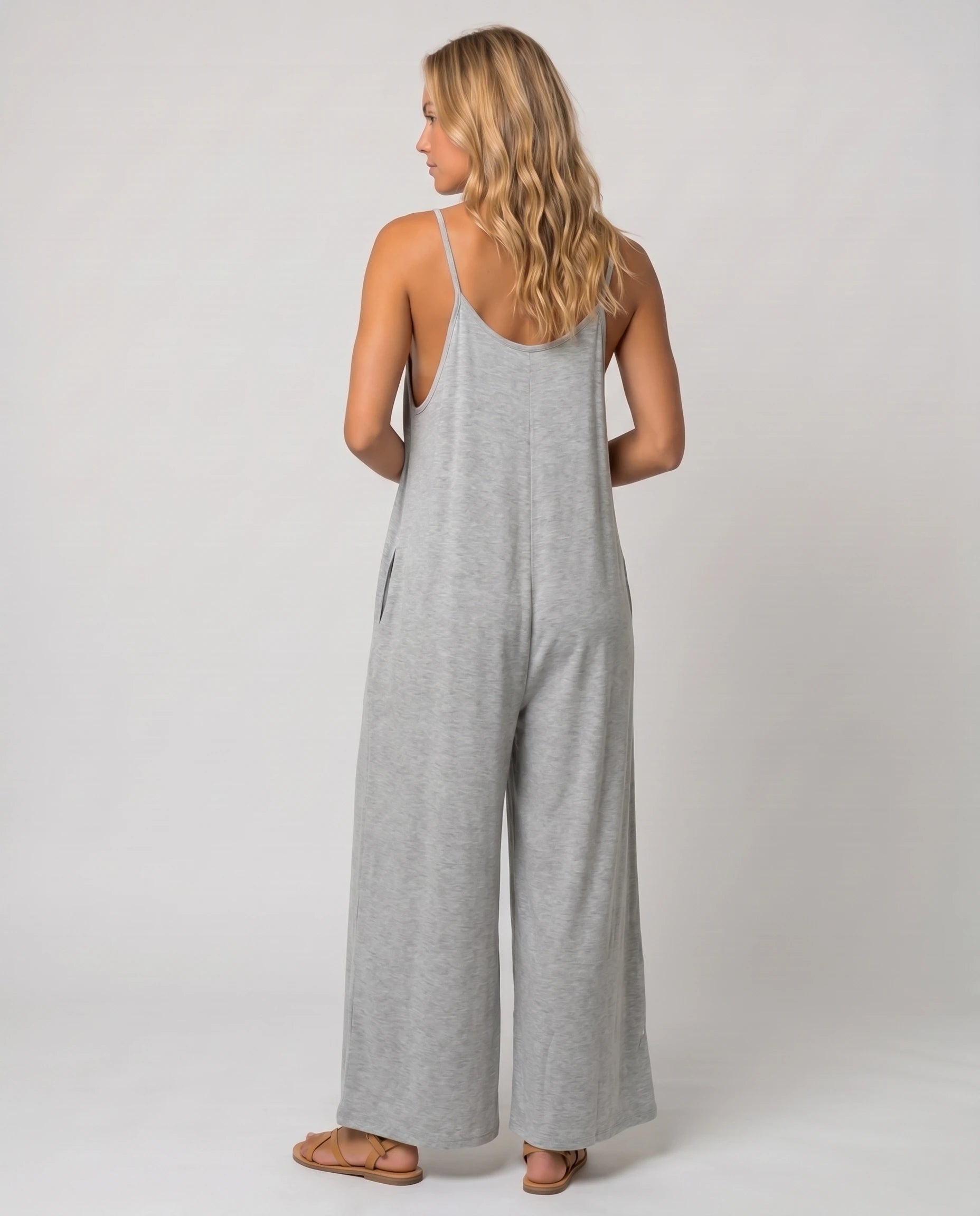 Combinaison ample jambe large Suzon - Gris - studio dos