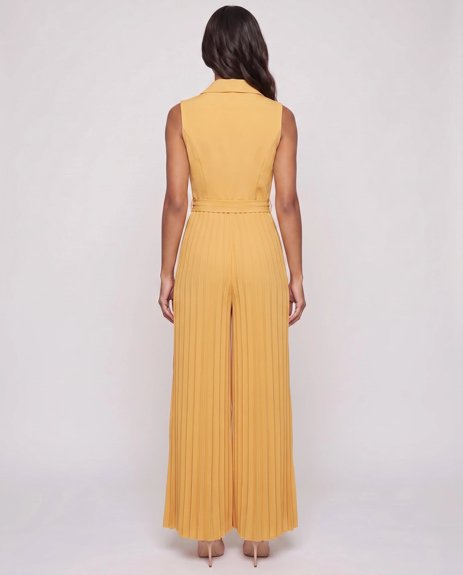 Combinaison habillée plissée à buste blazer Lucinde, coloris Jaune, vue de dos