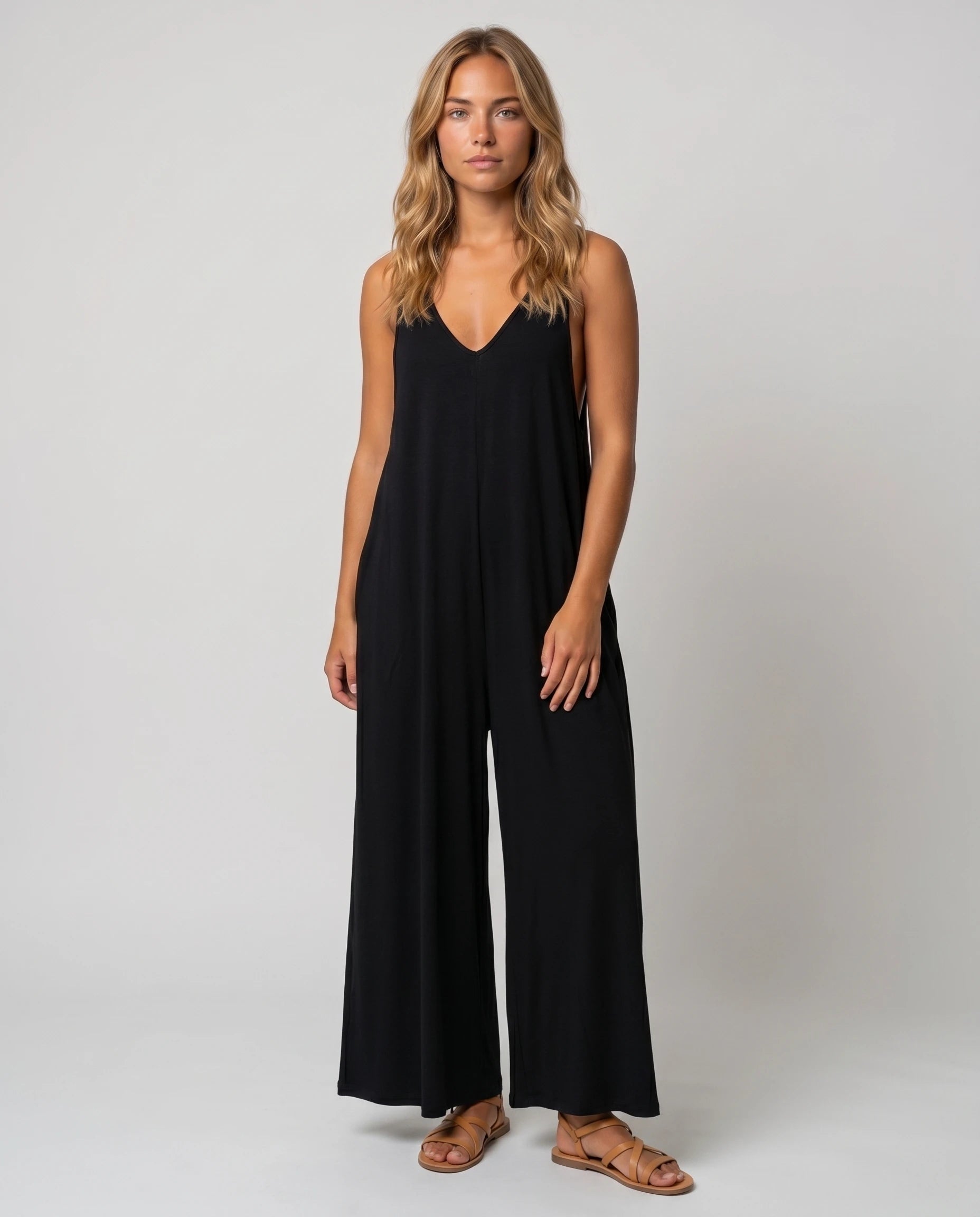 Combinaison ample jambe large Suzon - Noir - studio face