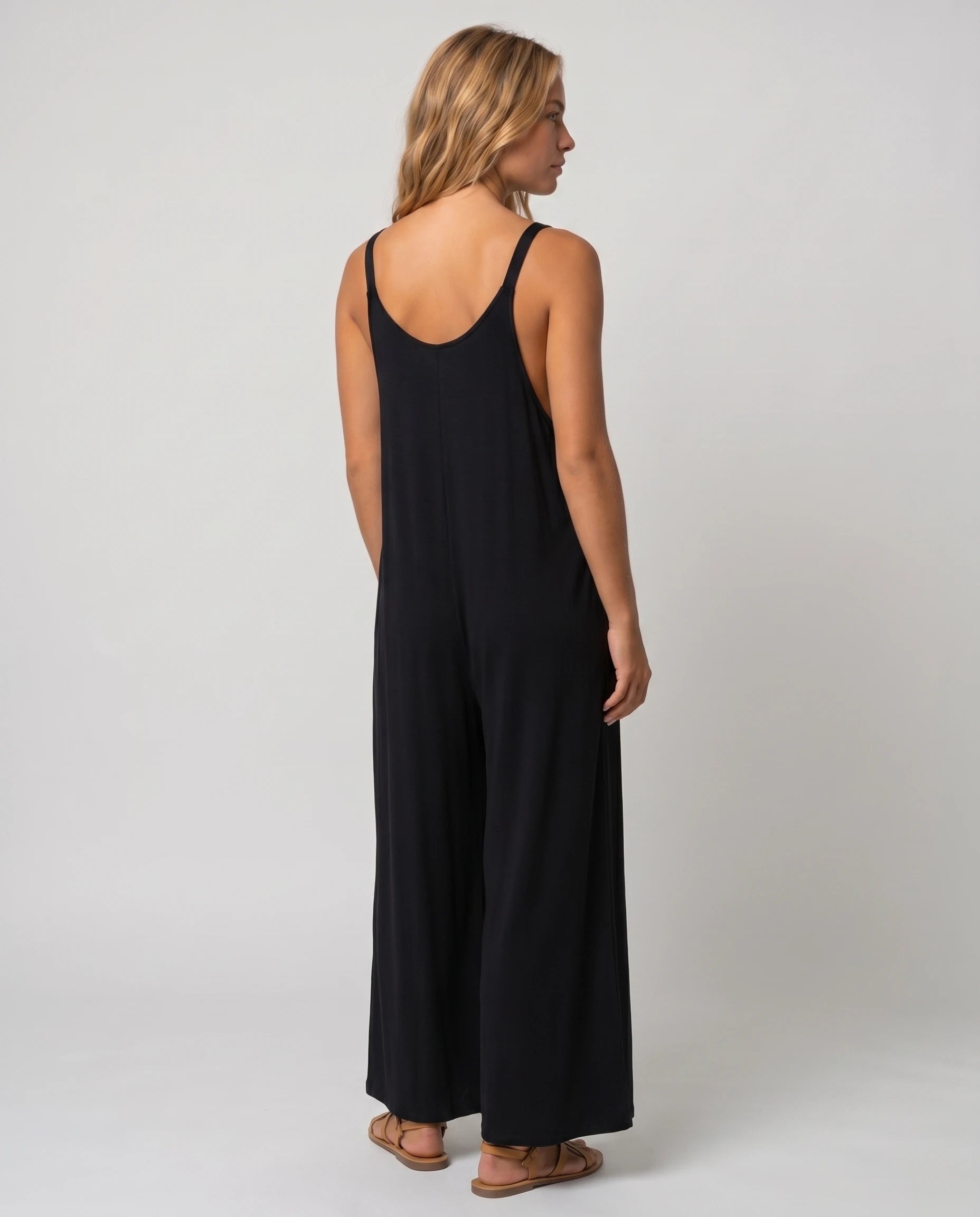 Combinaison ample jambe large Suzon - Noir - studio dos