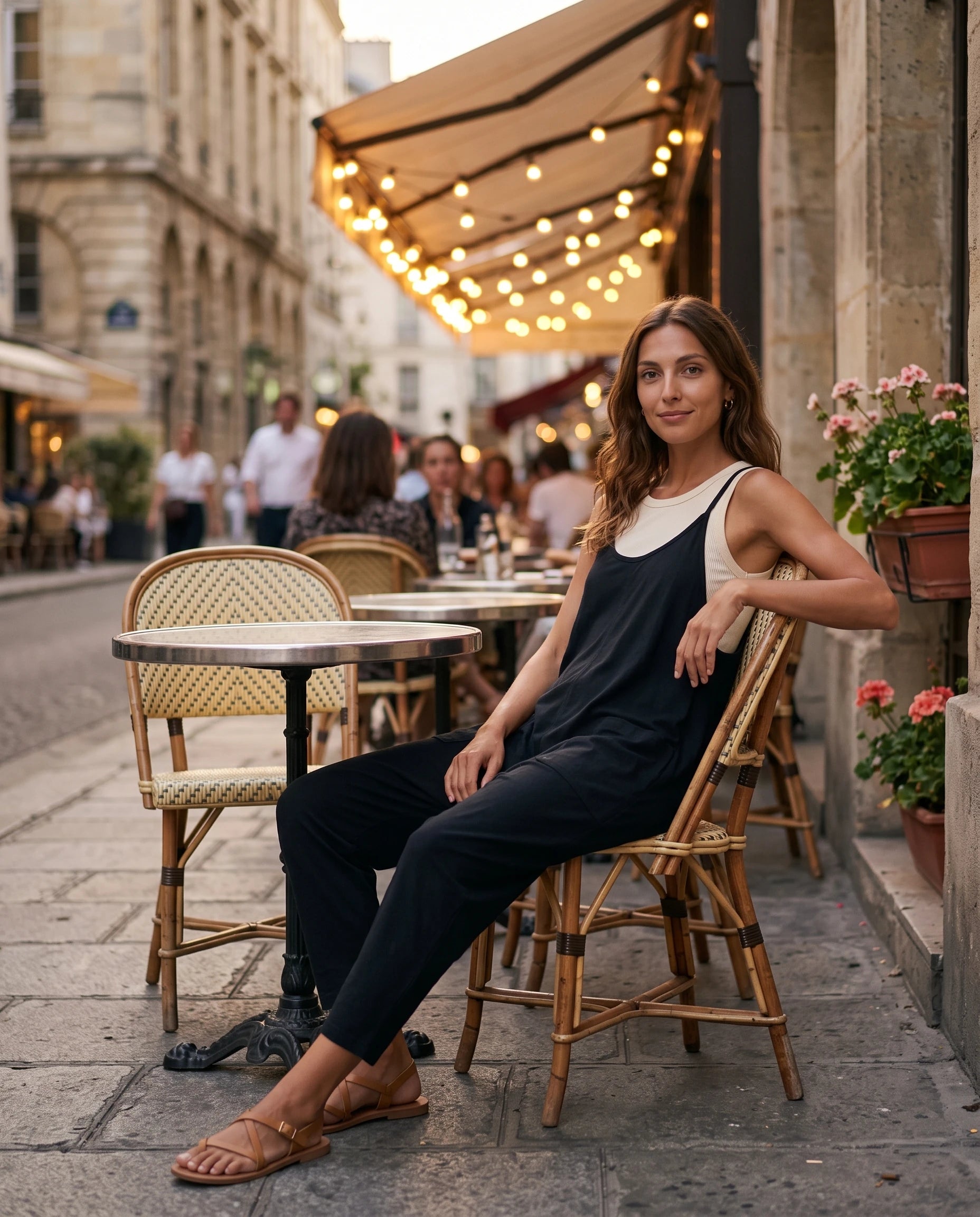 Combinaison ample à bretelles — Agathe - Noir - lifestyle