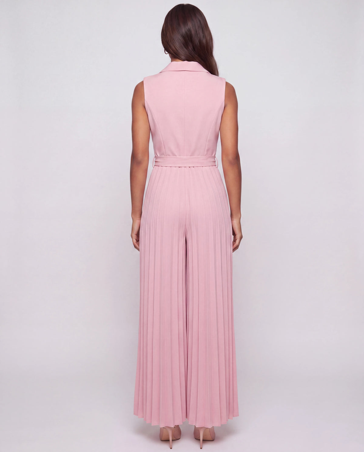 Combinaison habillée plissée à buste blazer Lucinde, coloris Rose, vue de dos