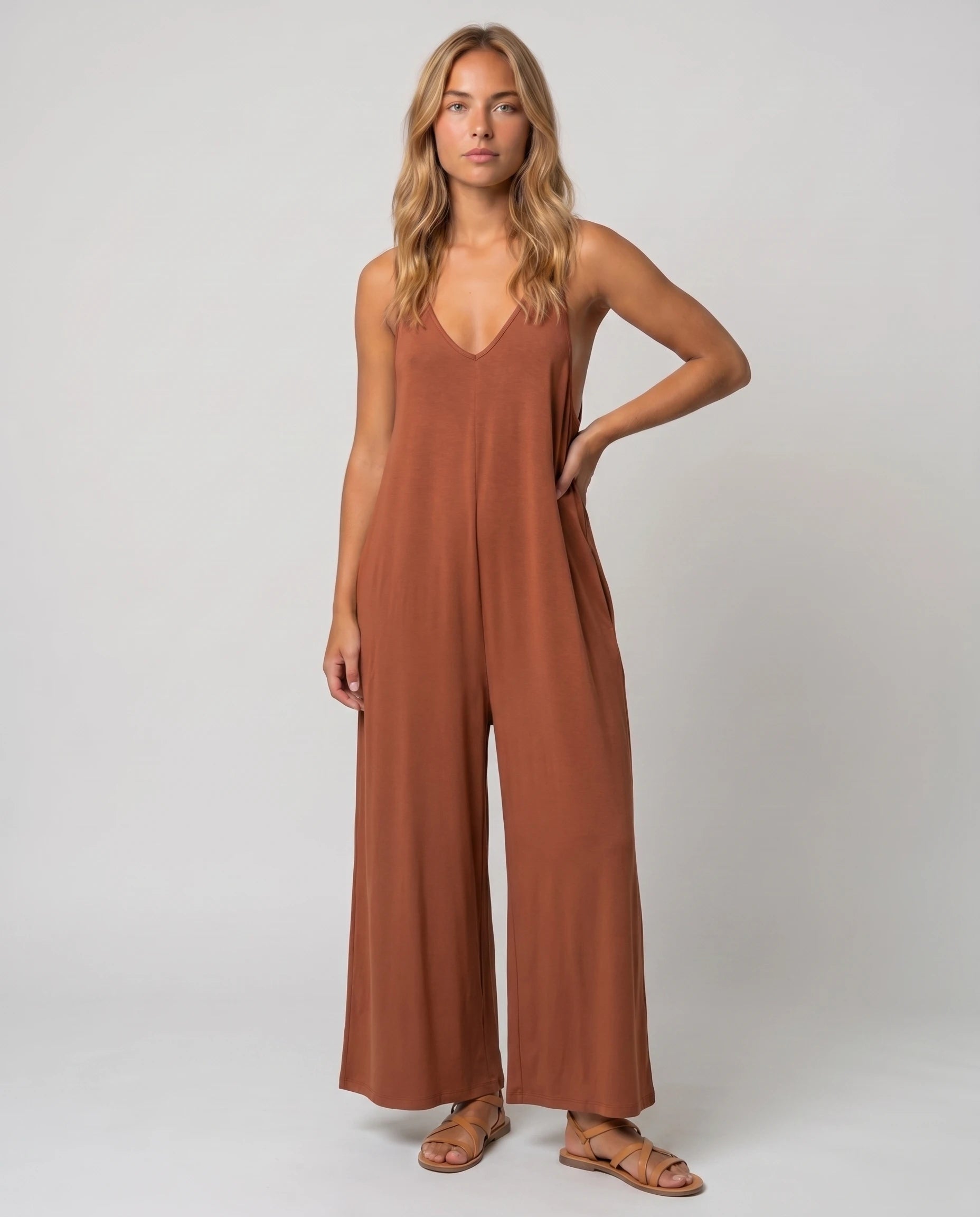 Combinaison ample jambe large Suzon - Terracotta - studio face