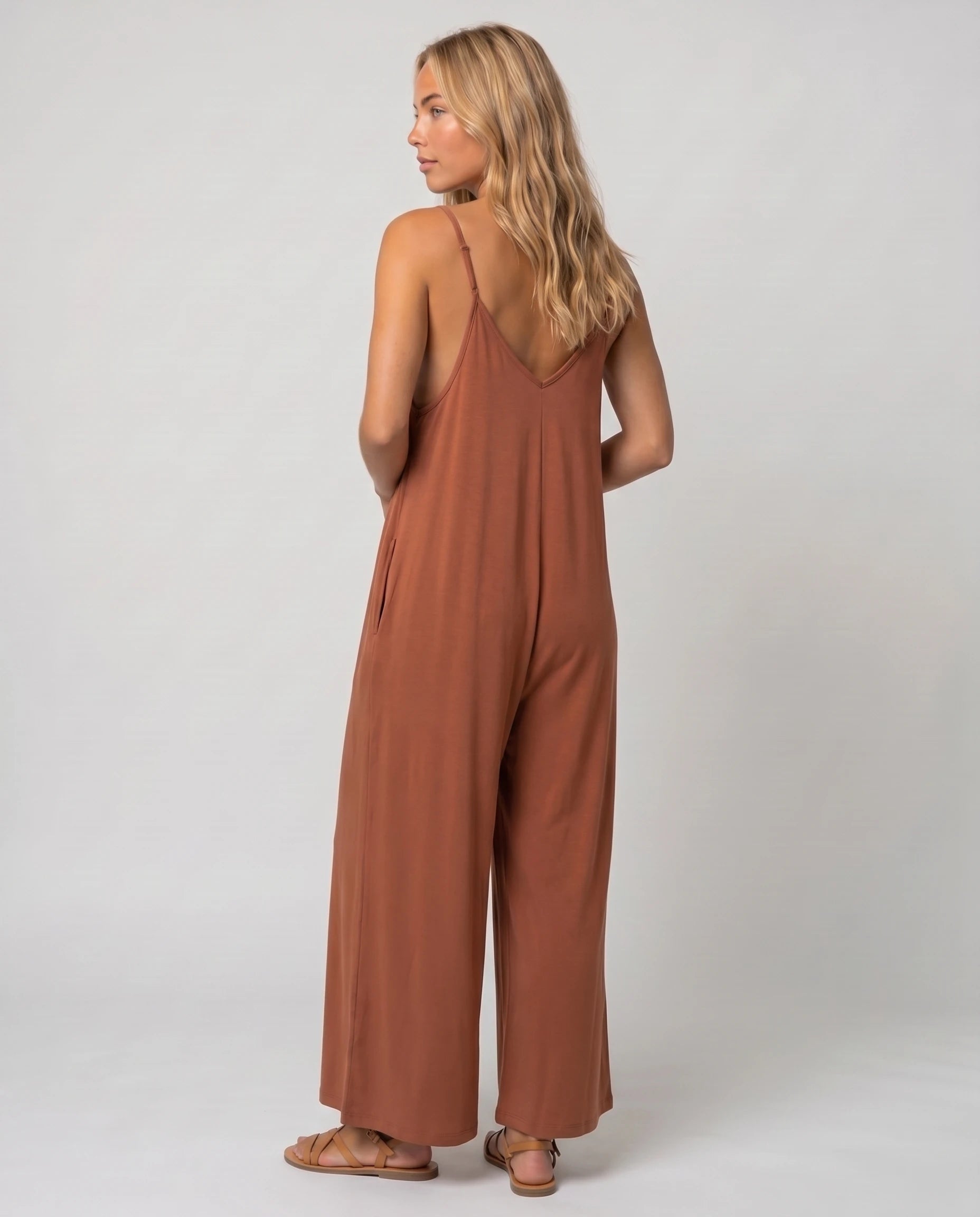 Combinaison ample jambe large Suzon - Terracotta - studio dos