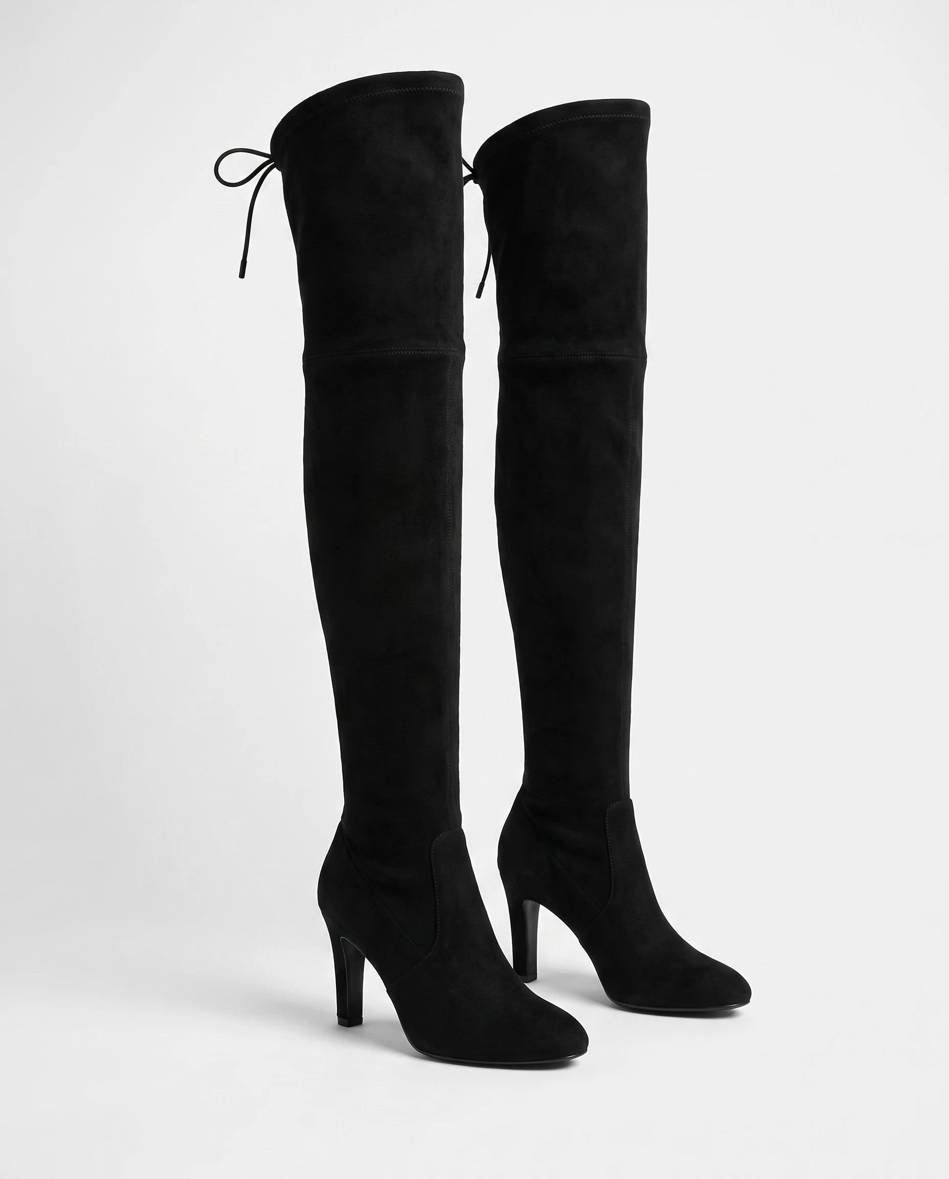 Cuissardes stretch à talon bloc Iphigénie — Noir, paire en packshot studio