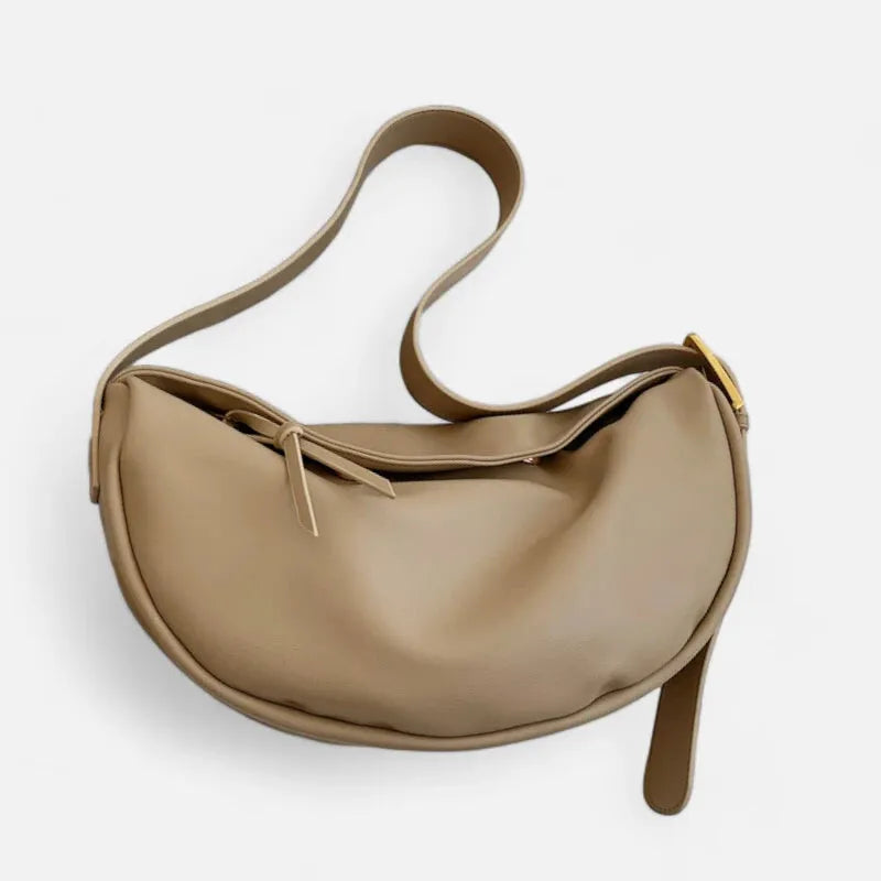 Grand sac à main banane demi-lune en cuir chic Marcelle