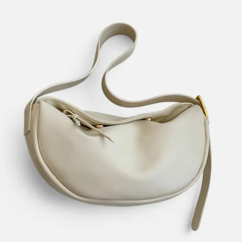 Grand sac à main banane demi-lune en cuir chic Marcelle