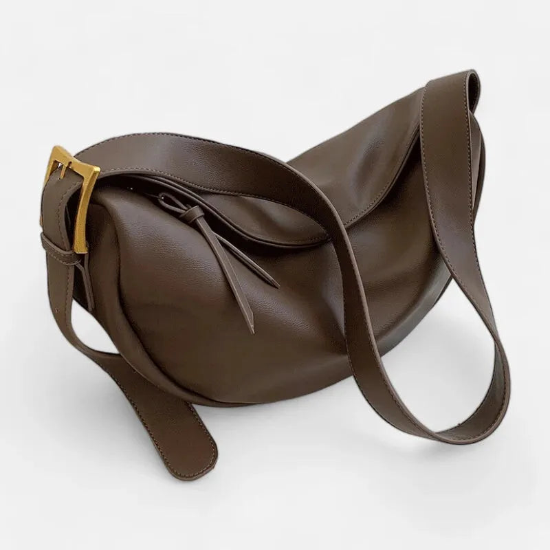 Grand sac à main banane demi-lune en cuir chic Marcelle