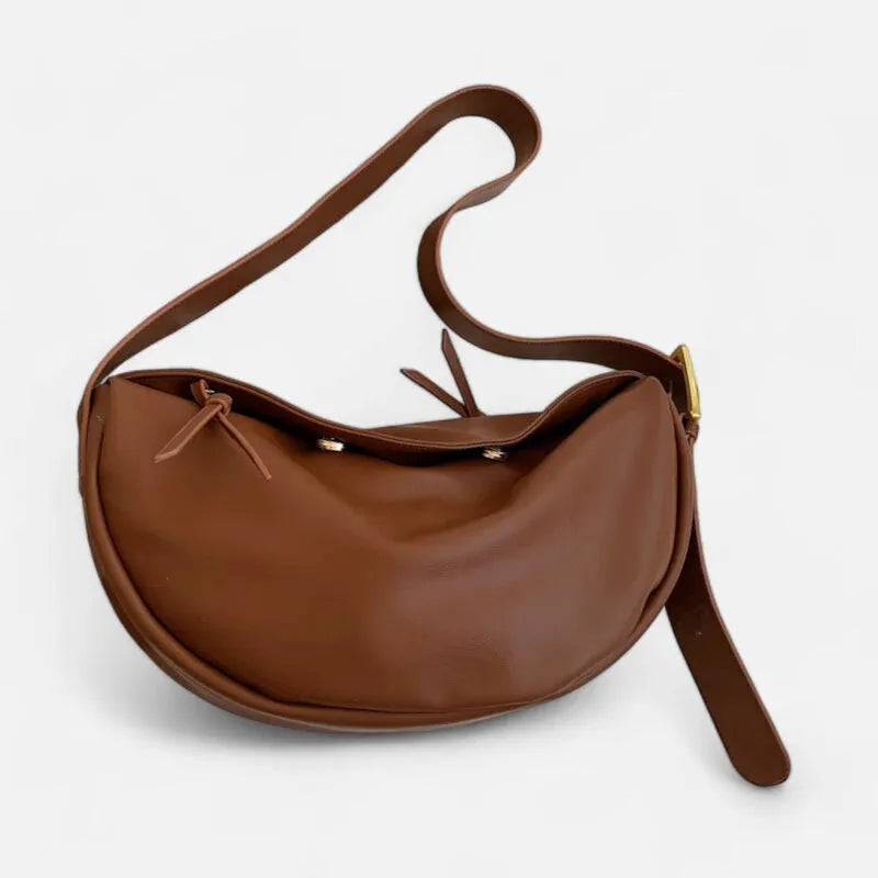 Grand sac à main banane demi-lune en cuir chic Marcelle