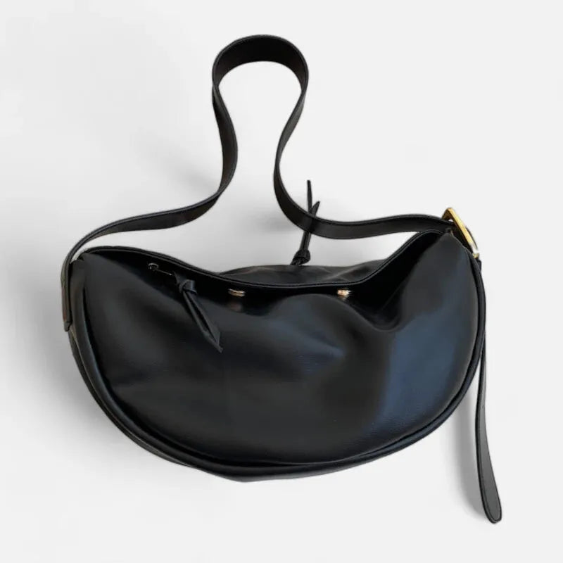 Grand sac à main banane demi-lune en cuir chic Marcelle