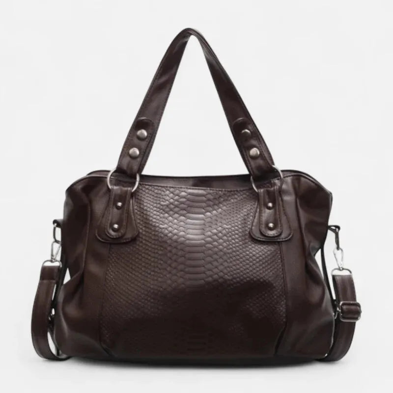 Grand sac à main bandoulière de cours imitation croco Manon