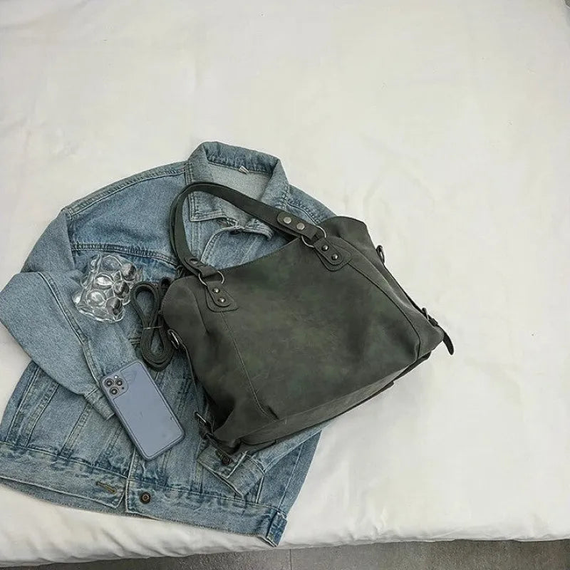Grand sac à main bandoulière de cours rétro souple Iris