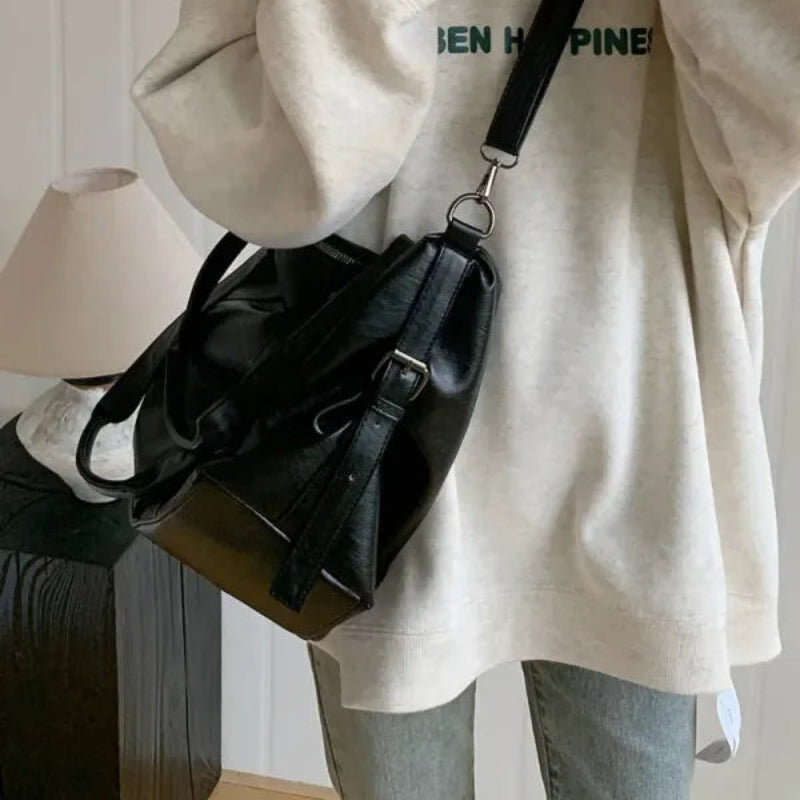 Grand sac à main bandoulière rétro de cours souple Louna