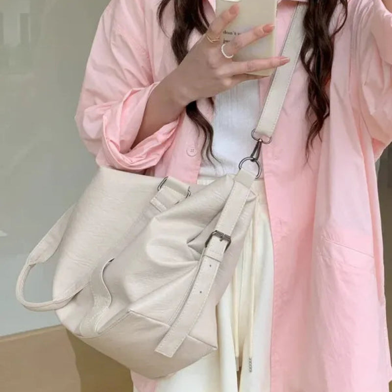 Grand sac à main bandoulière rétro de cours souple Louna