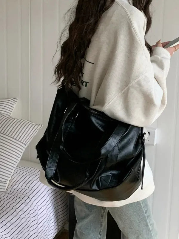 Grand sac à main bandoulière rétro de cours souple Louna