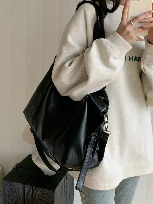 Grand sac à main bandoulière rétro de cours souple Louna