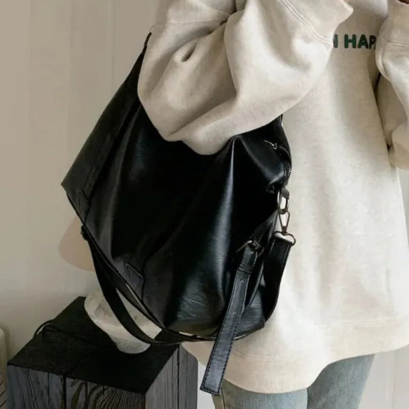 Grand sac à main bandoulière rétro de cours souple Louna