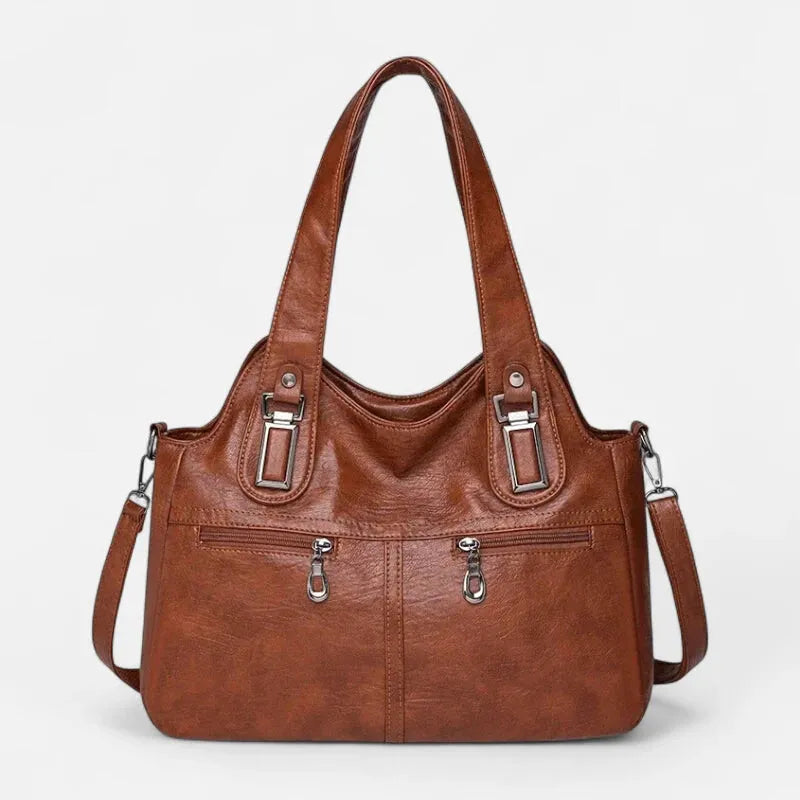 Grand sac à main bandoulière rétro multipoches Agnès