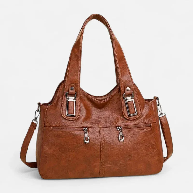 Grand sac à main bandoulière rétro multipoches Agnès