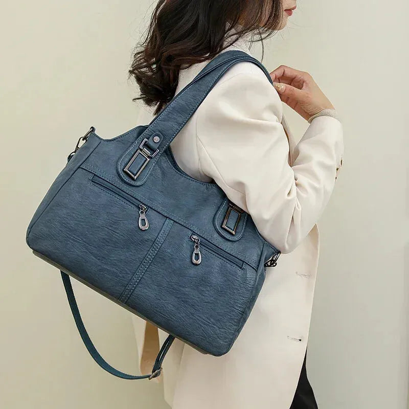 Grand sac à main bandoulière rétro multipoches Agnès