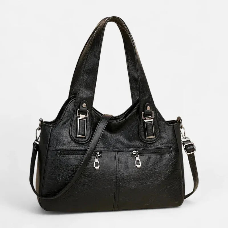 Grand sac à main bandoulière rétro multipoches Agnès