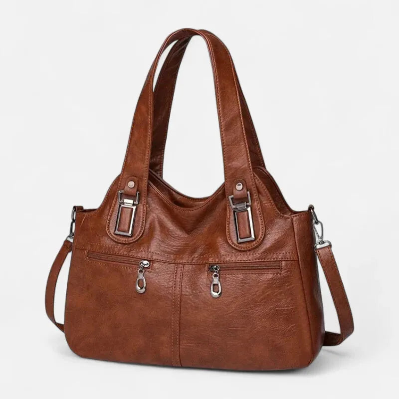 Grand sac à main bandoulière rétro multipoches Agnès