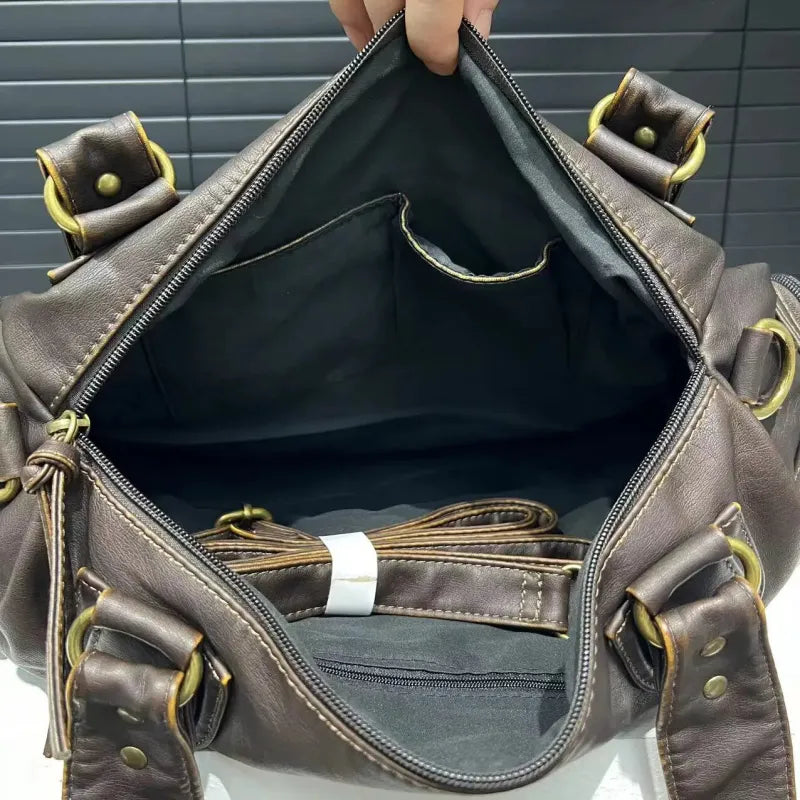 Grand sac à main bandoulière vintage de cours multipoches Zoé