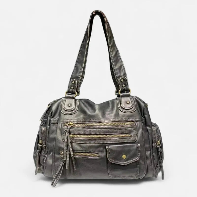 Grand sac à main bandoulière vintage de cours multipoches Zoé