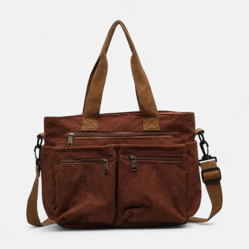 Sac cabas en velours côtelé taupe - Les Rideuses