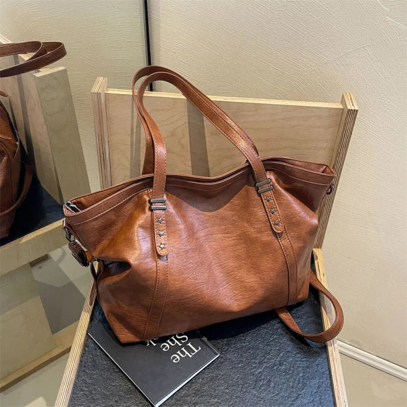 Grand sac à main cabas de cours souple avec bandoulière Alyssa