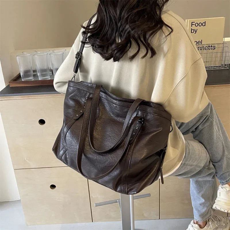 Grand sac à main cabas de cours souple avec bandoulière Alyssa