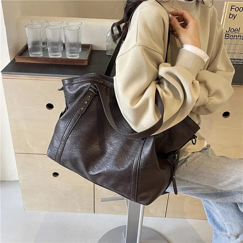 Grand sac à main cabas de cours souple avec bandoulière Alyssa