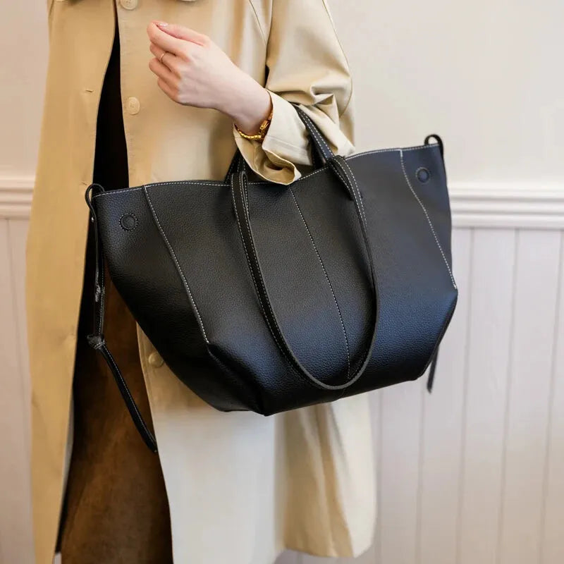 Grand sac à main cabas double porté Élodie