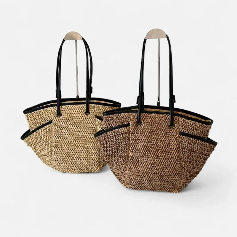 Grand sac à main cabas en paille Léa