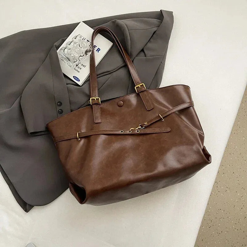 Grand sac à main cabas vintage de cours souple Solène