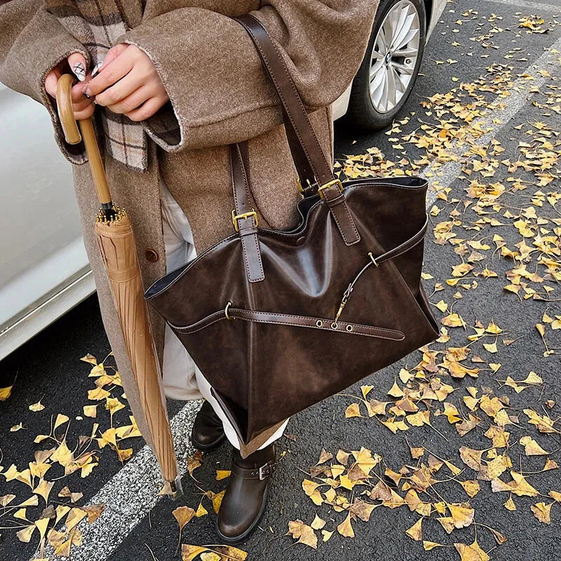 Grand sac à main cabas vintage de cours souple Solène