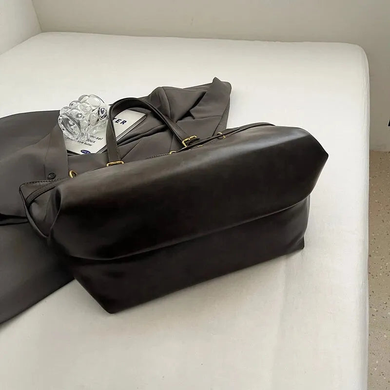 Grand sac à main cabas vintage de cours souple Solène
