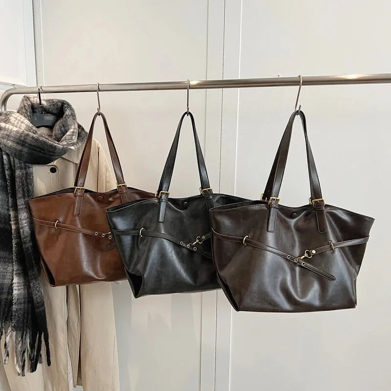 Grand sac à main cabas vintage de cours souple Solène