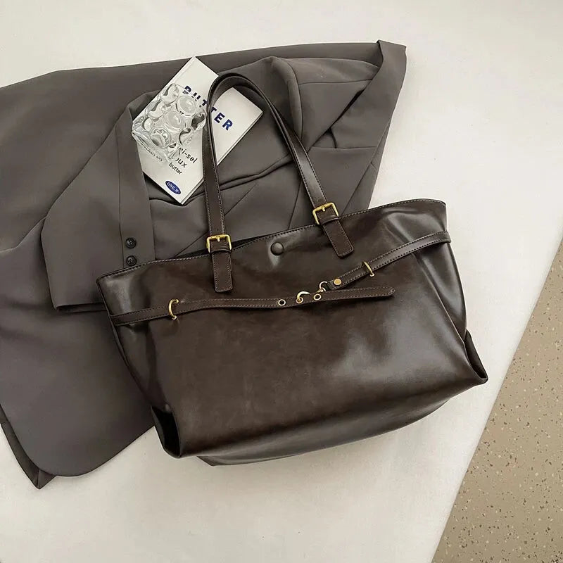 Grand sac à main cabas vintage de cours souple Solène