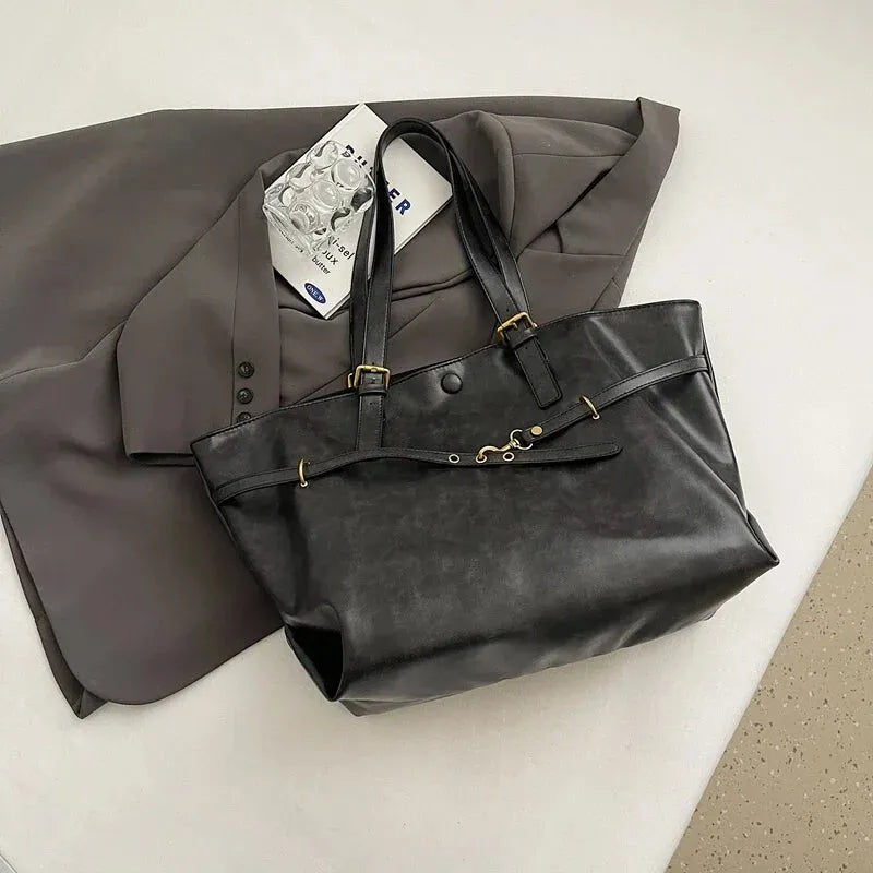 Grand sac à main cabas vintage de cours souple Solène