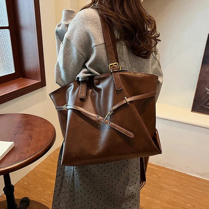 Grand sac à main cabas vintage de cours souple Solène