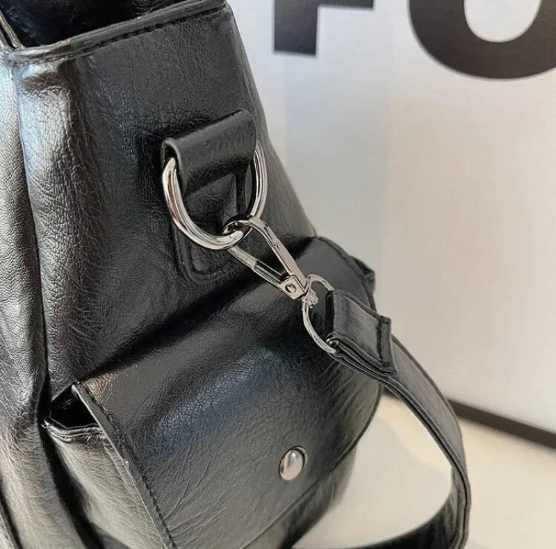 Grand sac à main de cours rétro souple à bandoulière Léonie