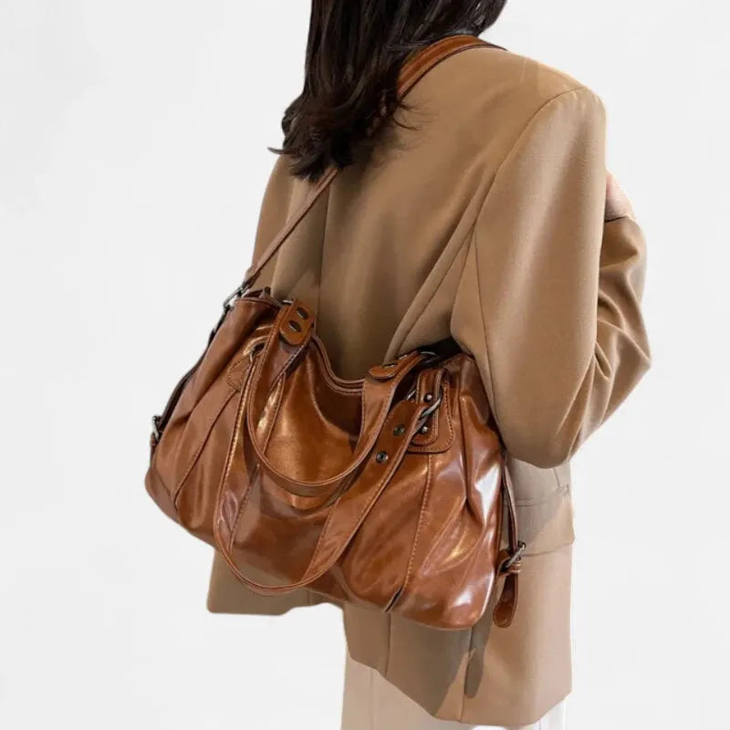 Grand sac à main de cours rétro souple à bandoulière Louise