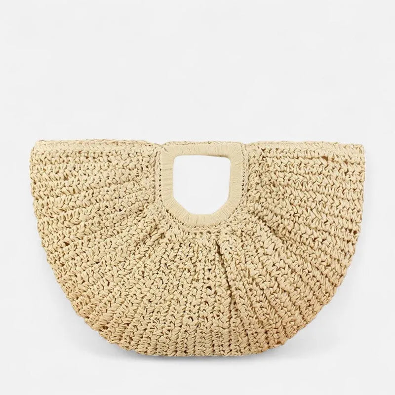 Grand sac à main demi-lune en paille Naïa