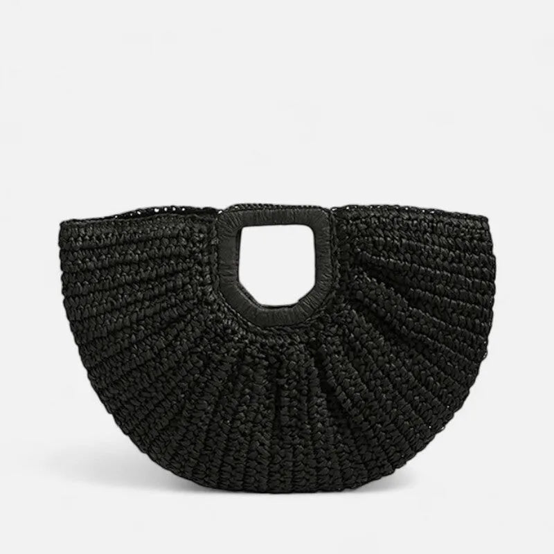 Grand sac à main demi-lune en paille Naïa