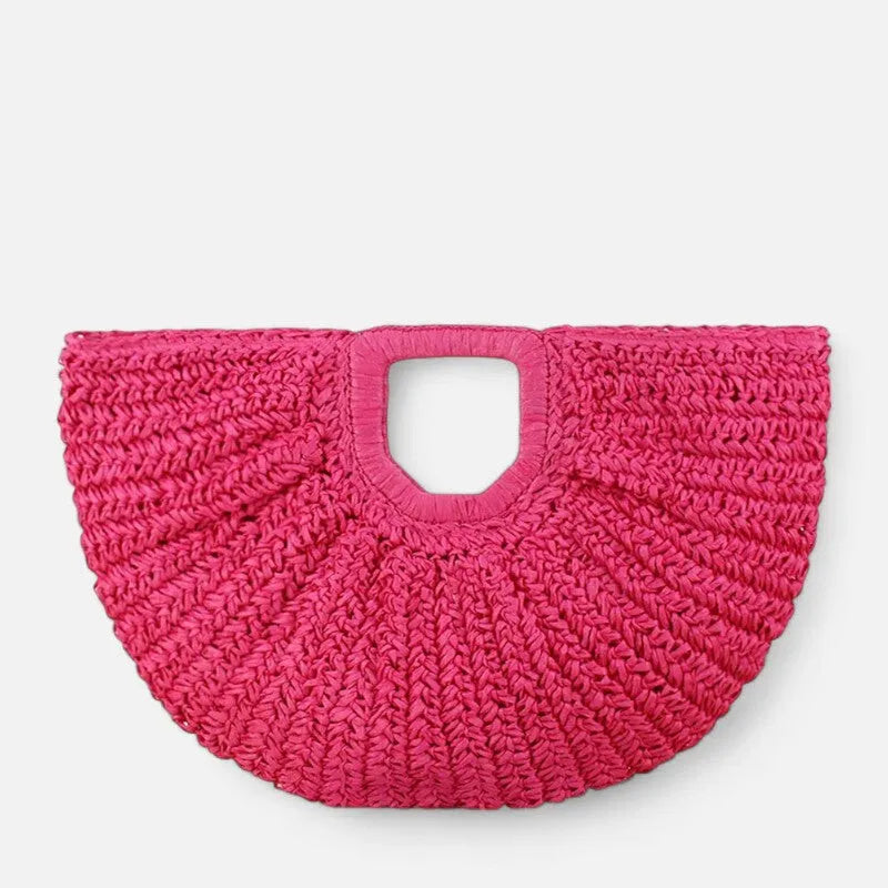 Grand sac à main demi-lune en paille Naïa