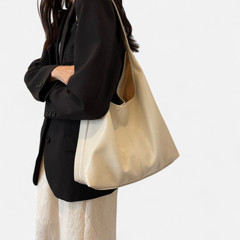 Grand sac à main hobo de cours avec sa pochette assortie Élodie